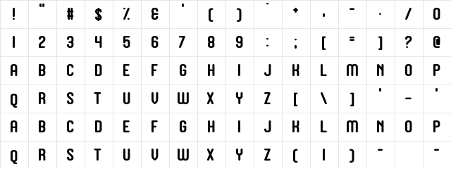 Juicebox Regular  glyph index
