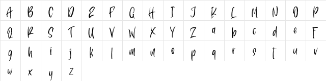 Pondspell Regular  glyph index