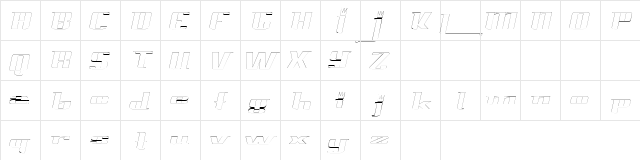 PrinceAlbertOutline Italic  glyph index