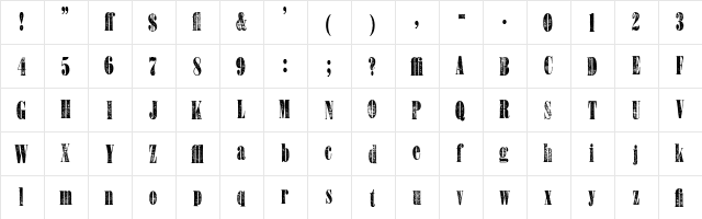 Bullion Extra Condensed WF Regular  glyph index
