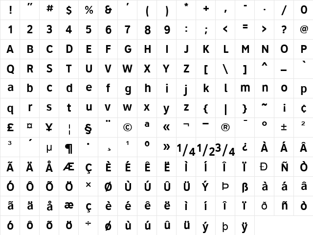 Roadgeek 2005 Series 4B Regular  glyph index