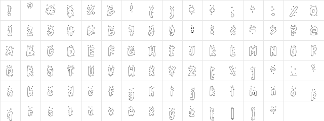 Scrap Bubbles Regular  glyph index