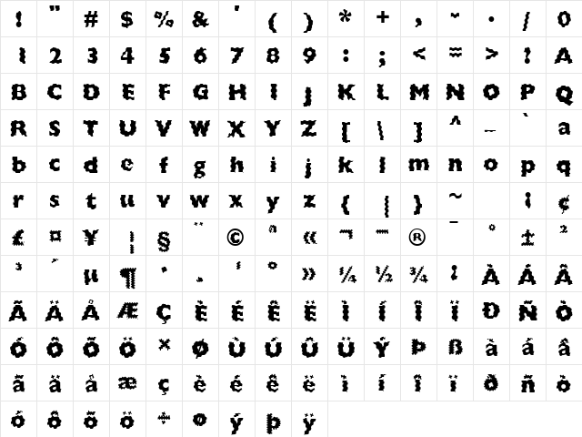 FZ BASIC 57 WAVEY Normal  glyph index