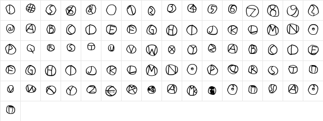 DiskO-Medium Regular  glyph index