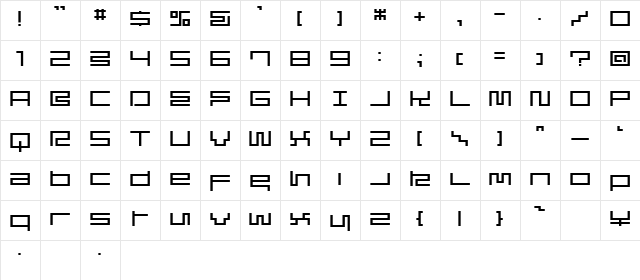 ES Light  glyph index