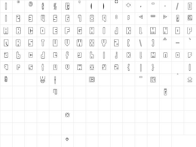 Blocks Regular  glyph index