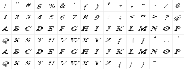 Lintas Regular  glyph index
