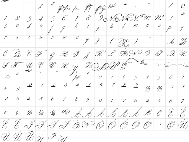 Classic Expert Regular  glyph index