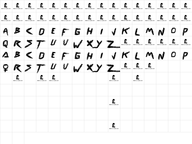 Renegades Regular  glyph index
