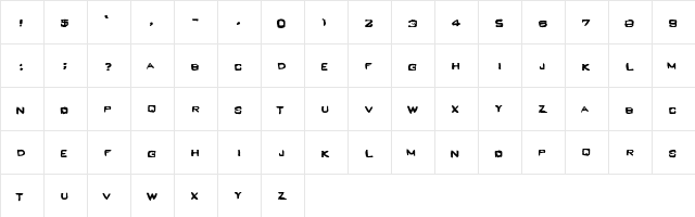 GraveDanger Regular  glyph index