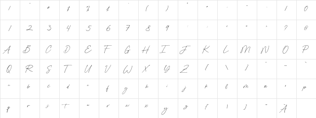 Amelia_Bloomer Regular  glyph index