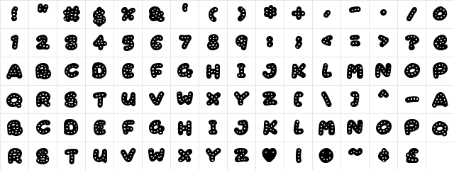 Gingerbread Regular  glyph index
