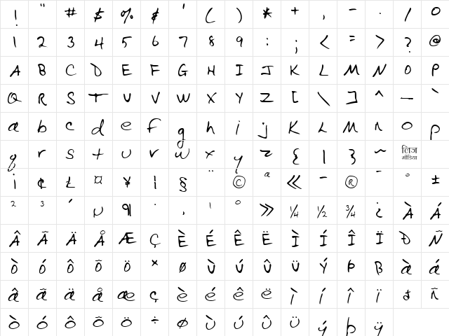 LEHN090 Regular  glyph index