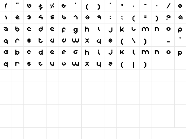 Charlie's Angles Regular  glyph index