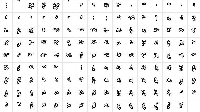 MIB2 Regular  glyph index