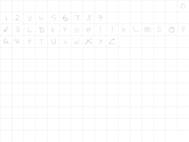 Hair Line Regular  glyph index