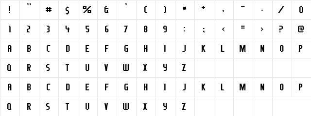 Bombardment Regular  glyph index