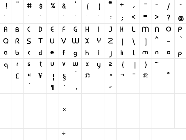 Grayson - Demo Regular  glyph index