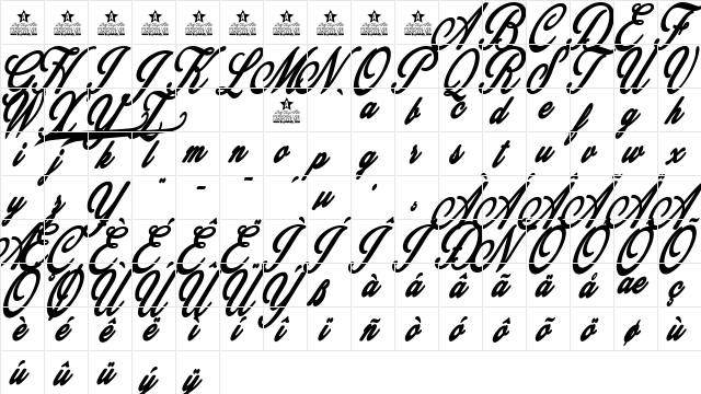 Gingerale Personal Use Regular  glyph index