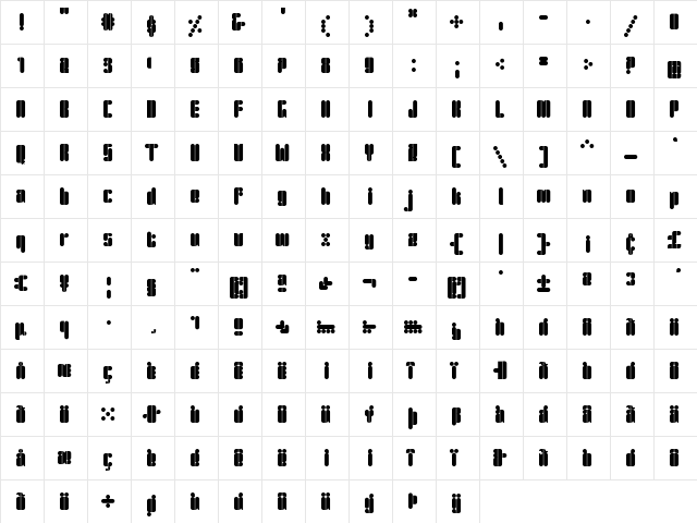 GigaFlop Regular  glyph index