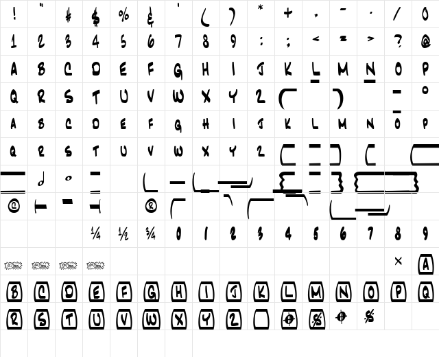 JazzText Regular  glyph index