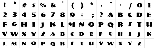 Natividad Regular  glyph index