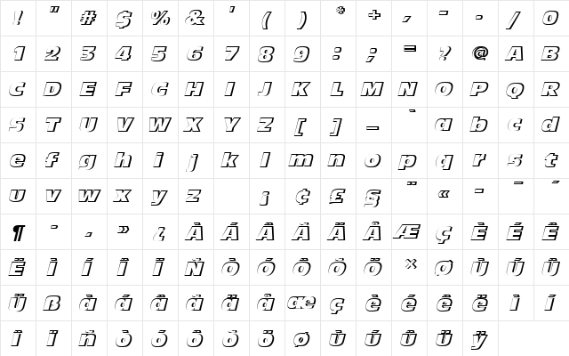 AntiqueOliTComItaRe1 Regular  glyph index