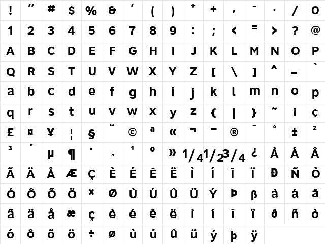 Roadgeek 2005 Series 6B Regular  glyph index
