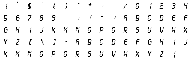 LCDMono Ultra  glyph index