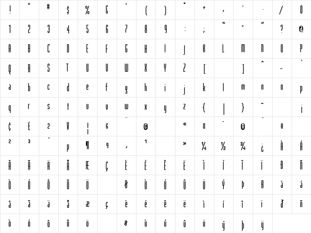 ModulaRoundSans Roman  glyph index