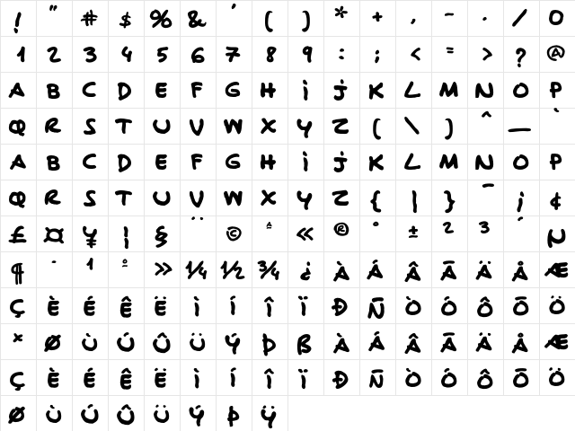 Iva Heavy  glyph index