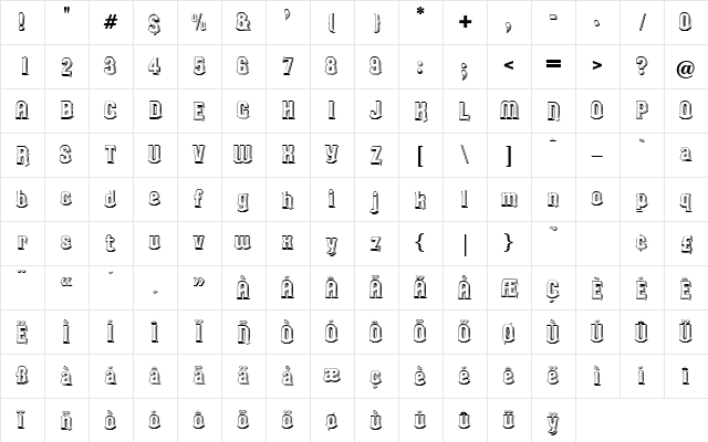 Lender Regular  glyph index