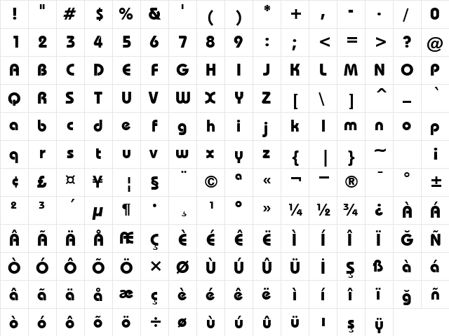 00222 Regular  glyph index