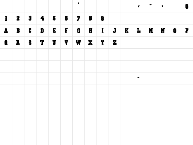 Outlaw Stars Regular  glyph index
