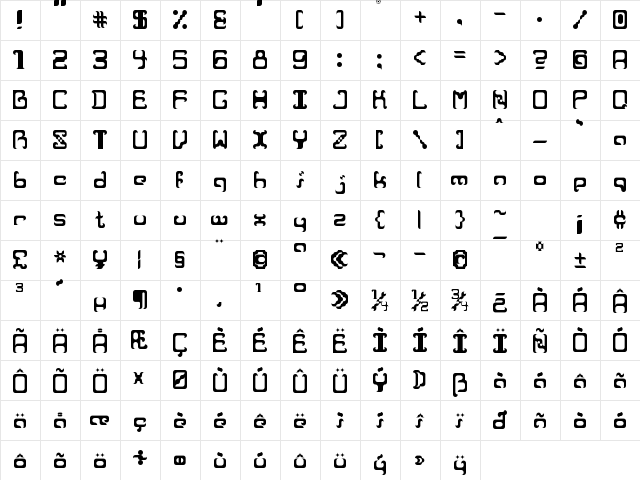 Reaver Regular  glyph index