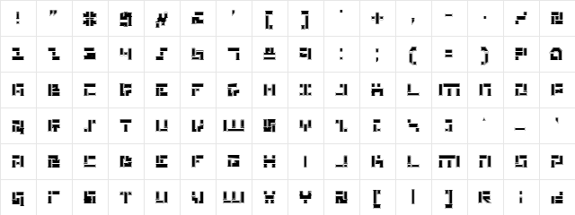 Missile Man Pro Pro  glyph index