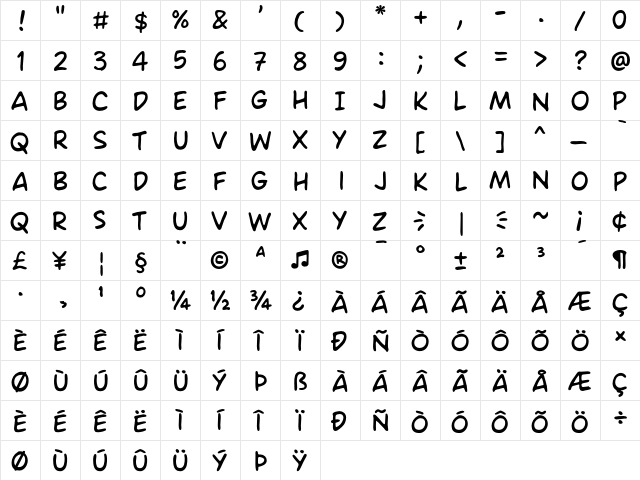 Ames Regular  glyph index