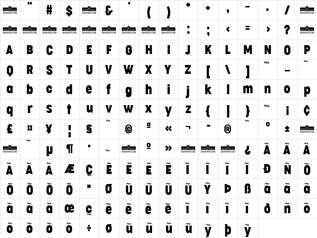 Cocogoose Condensed Trial Regular  glyph index