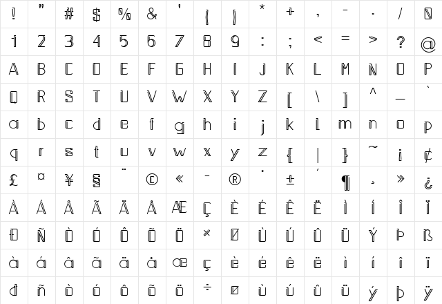 Walterson Regular  glyph index