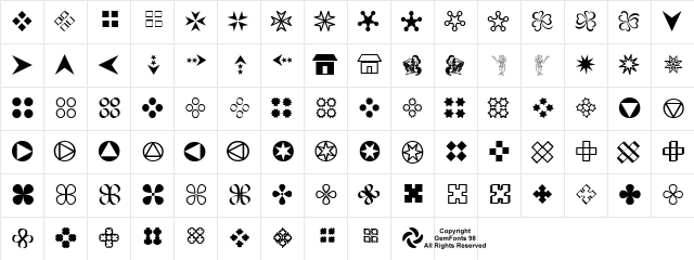 Gembats 1 Regular  glyph index