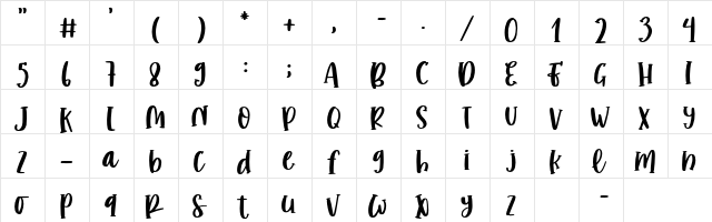romantic stories Regular  glyph index