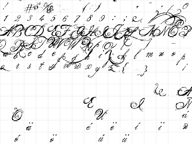 the King & Queen font Regular  glyph index