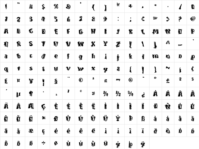 BurweedICG Thorny  glyph index