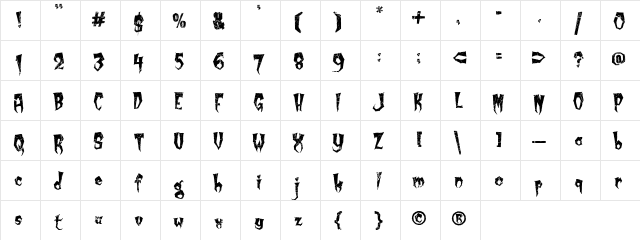 Kreepy Krawly Regular  glyph index