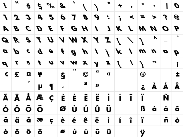 Heartbreaker 6 Regular  glyph index