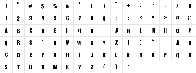 Royal Rumble Regular  glyph index
