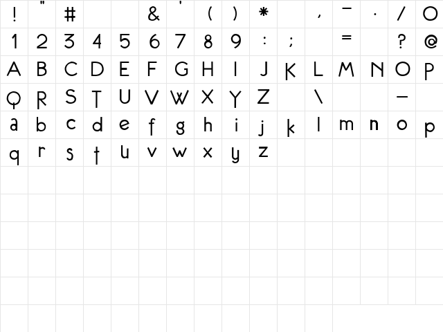 2Peas Quirky Regular  glyph index