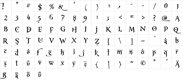 XXII ARABIAN-ONENIGHTSTAND Bold  glyph index