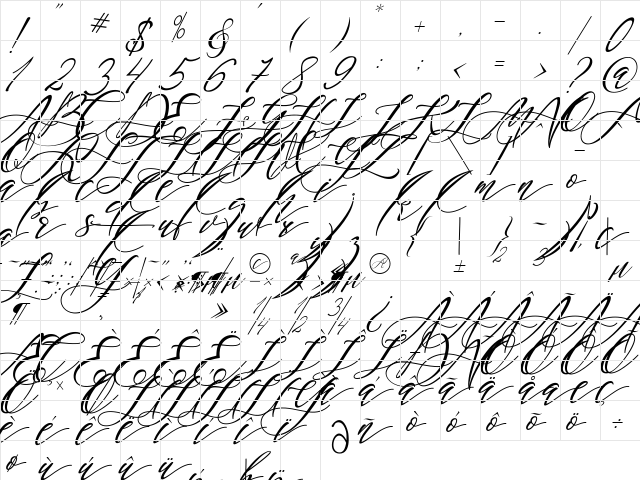 Black thise Regular  glyph index