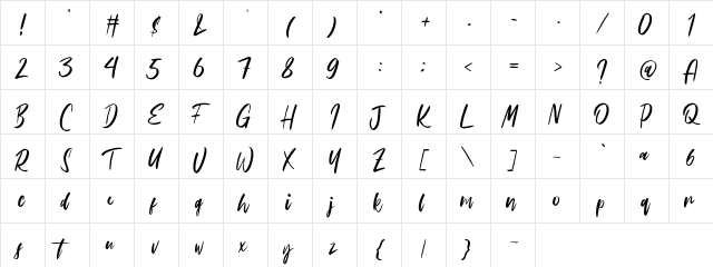 Eclaire Regular  glyph index
